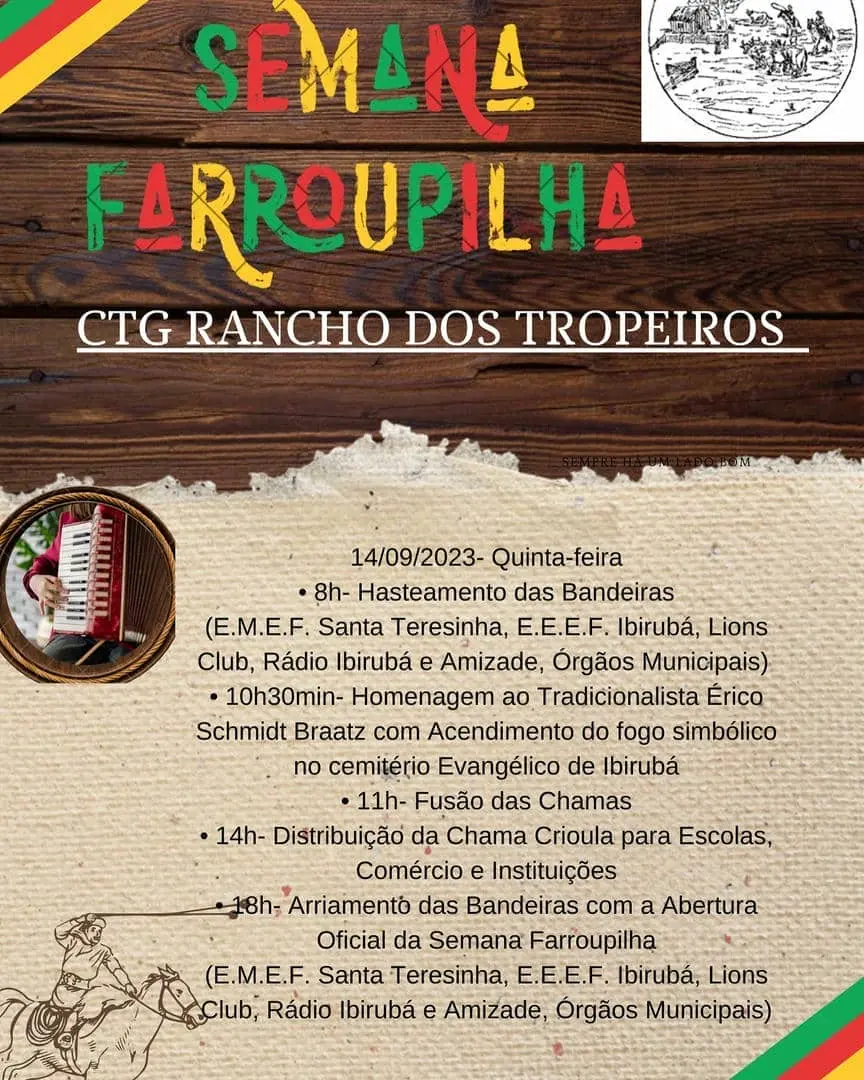 CTG Rancho dos Tropeiros de Ibirubá Inicia a Semana Farroupilha com Festividades Tradicionais