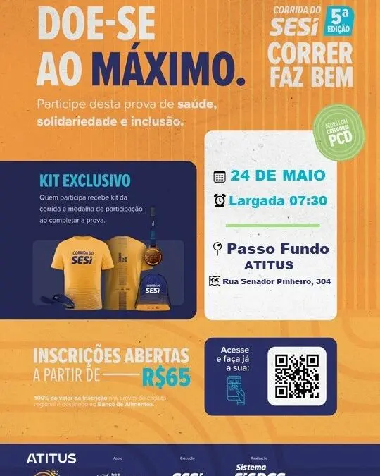 Corrida do SESI em Passo Fundo une esporte e solidariedade em sua 5ª edição