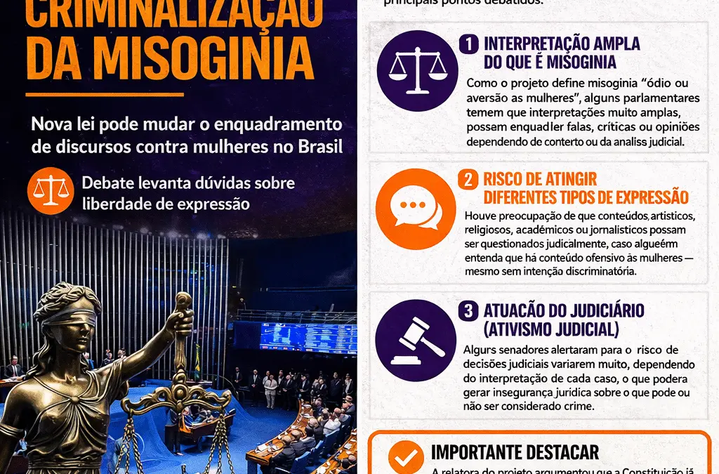 Senado aprova criminalização da misoginia e projeto segue para a Câmara