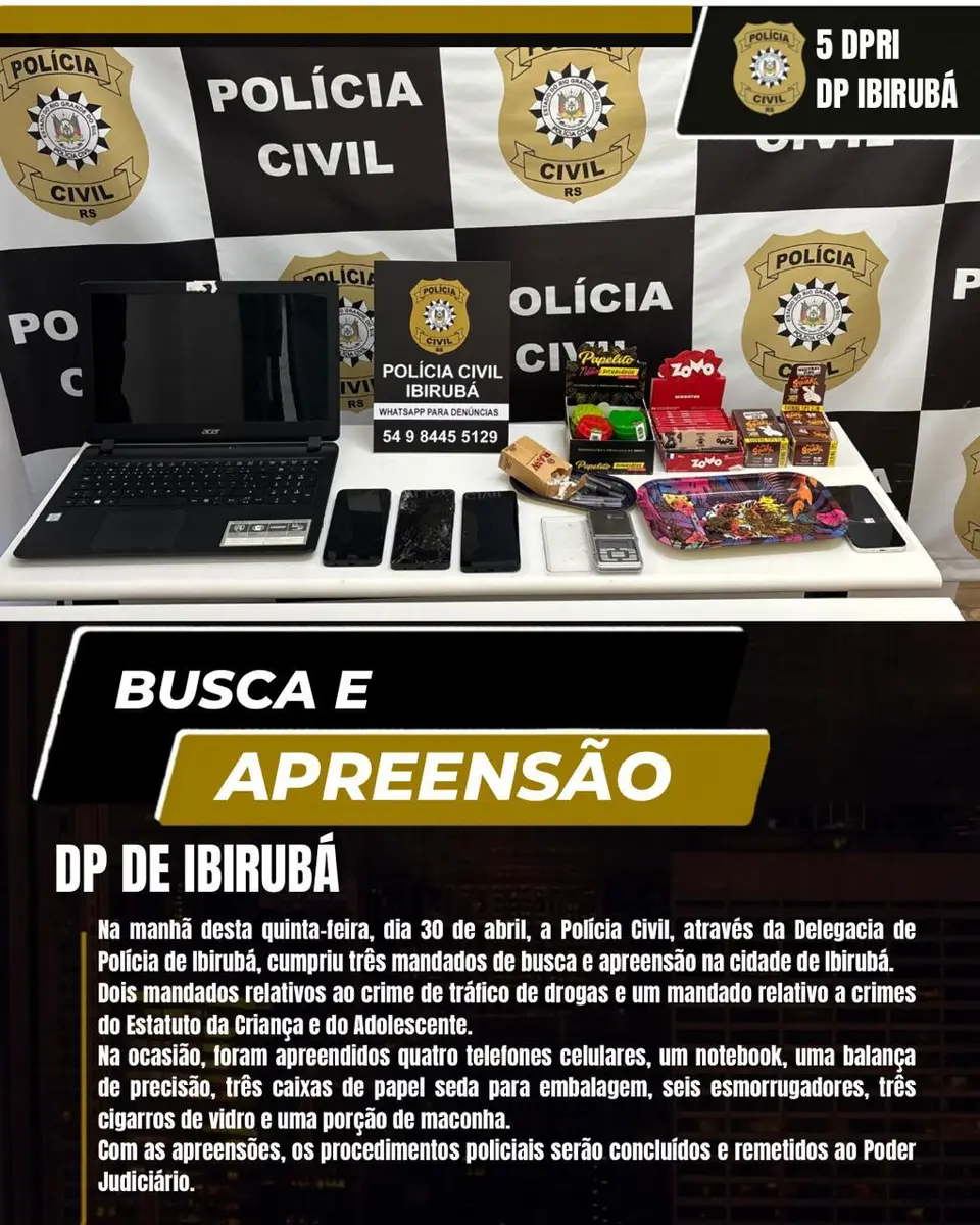 Polícia Civil cumpre mandados de busca e apreensão em Ibirubá