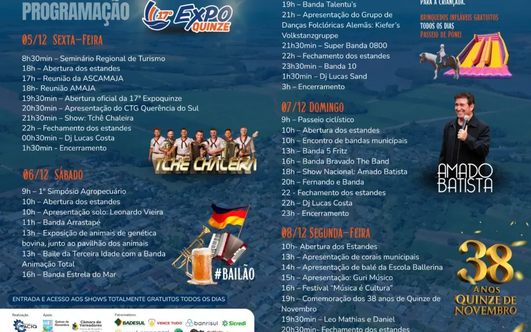 Faltam 11 dias para a 17ª ExpoQuinze: tudo pronto para receber visitantes de toda a região