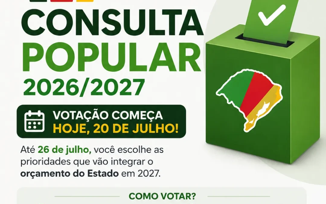 Consulta Popular 2026: votação começa nesta segunda-feira e população define prioridades para o orçamento do Estado