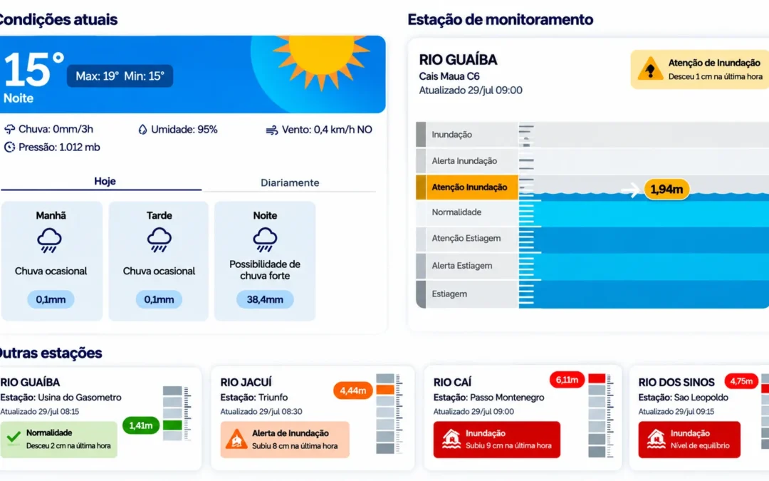 Após temporais, rios seguem em níveis de atenção e inundação no Rio Grande do Sul