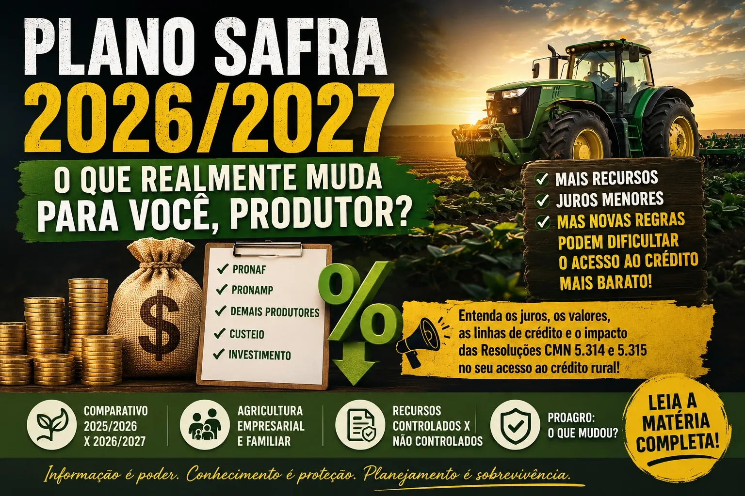 Plano Safra 2026/2027: crédito mais barato no papel, mas será que ele chegará ao produtor?