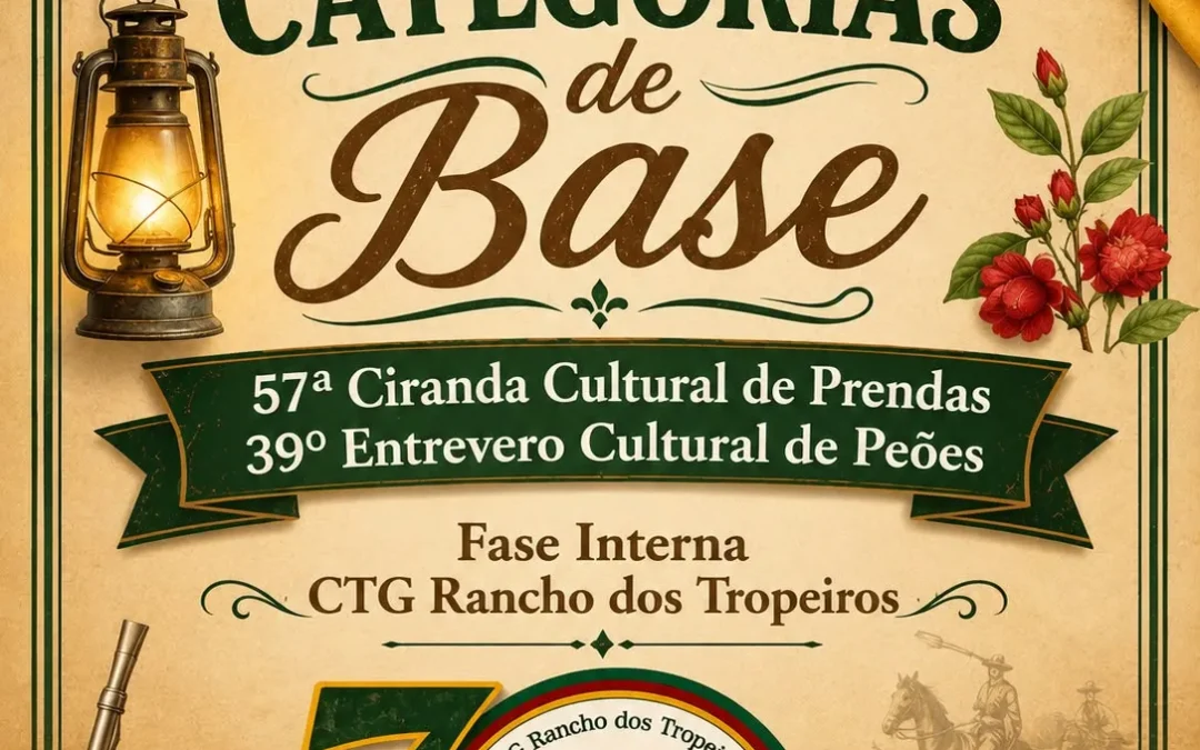 CTG Rancho dos Tropeiros promove Concurso Interno que definirá representantes para a 57ª Ciranda Cultural de Prendas e o 39º Entrevero Cultural de Peões