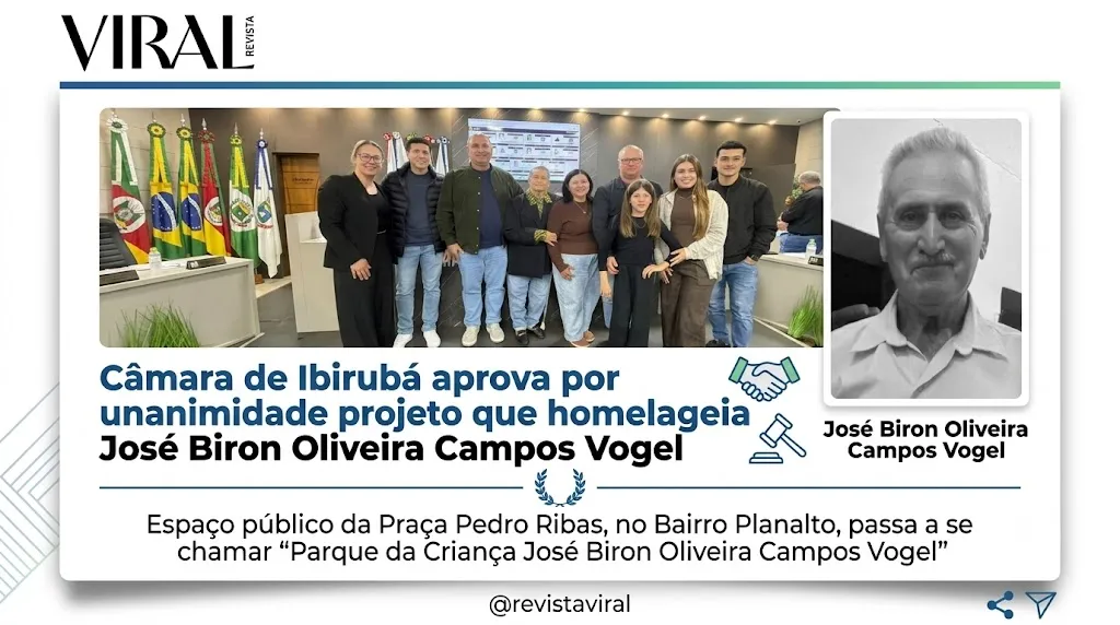Câmara de Ibirubá aprova por unanimidade projeto que homenageia José Biron Oliveira Campos Vogel