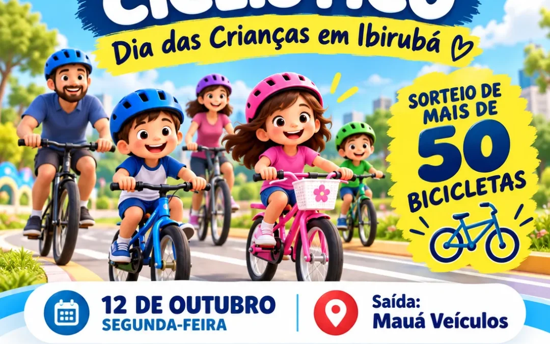 Dia das Crianças terá passeio ciclístico pela manhã e atrações na Praça General Osório em Ibirubá